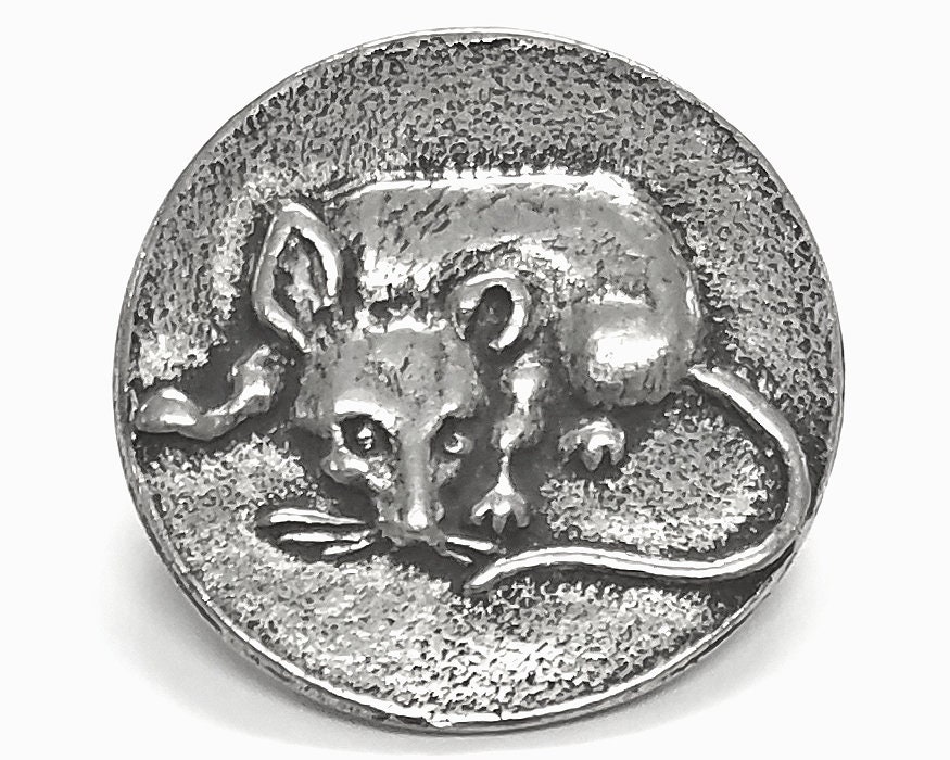 2 Pcs. Ram's Horn Mouse 7/8 Inch | 21 Mm Pewter Buttons Antique Silver Color