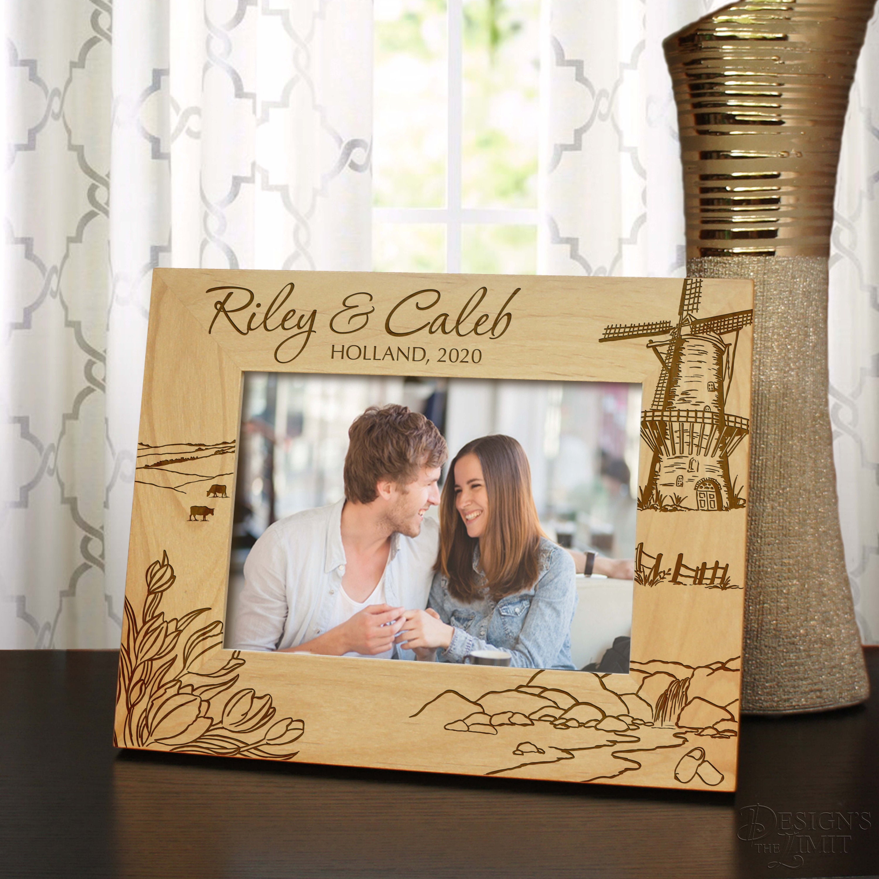 Dutch Dreams Inspired Personalized Vacation Picture Frame Engraved With Text & Font Selection | Select Size Orientation