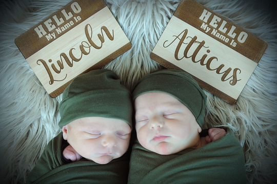 Hello My Name Is Wooden Sign | Newborn Photo Prop Announcement Baby Hospital Photos