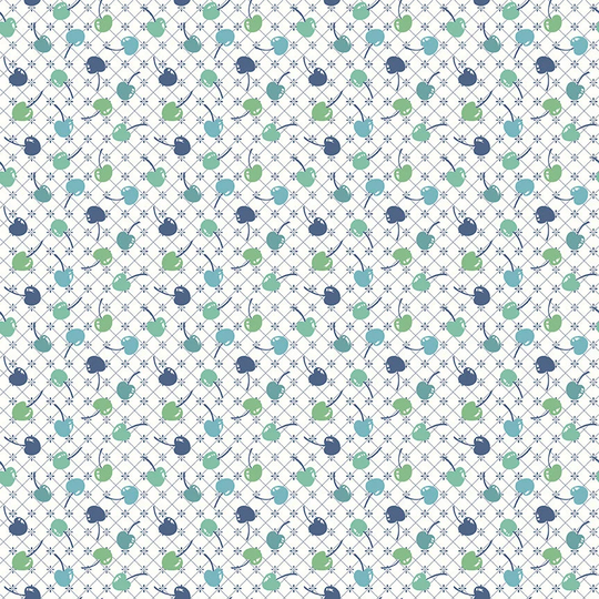 Clearance Sale/Marked Down | Cook Book Cherries Fabric Yardage Designed By Lori Holt For Riley Blake C11758-Denim