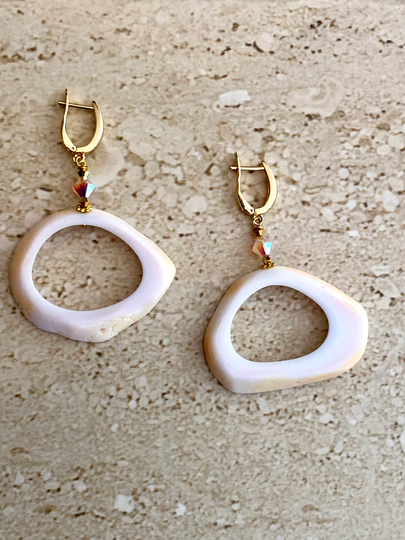 Pink Queen Conch Earrings Donut Earring Shell Statement Drop