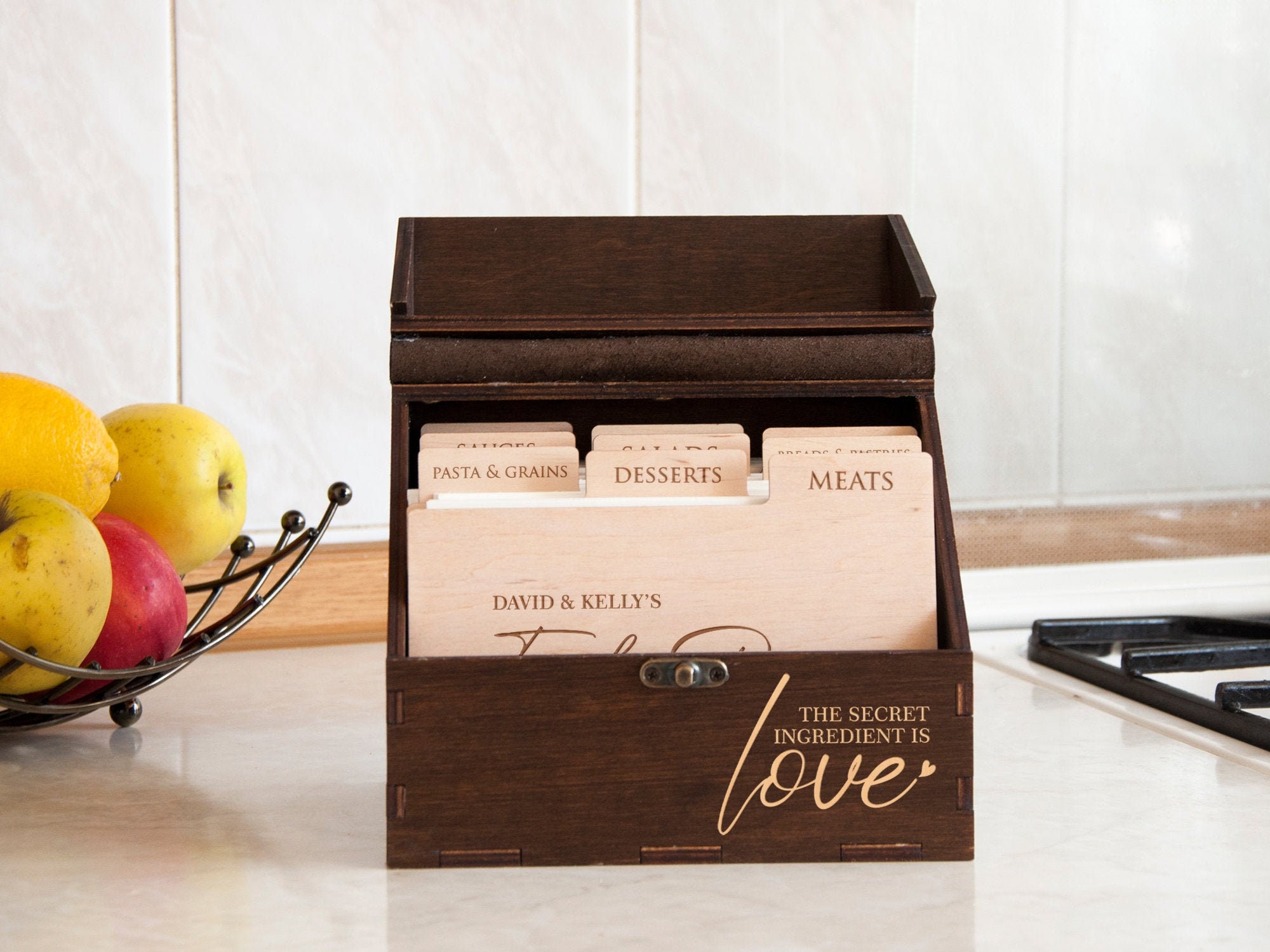 Custom Recipe Box With Cards The Secret Ingredient Is Love Wedding Gift Personalized Card Bridal Shower Family