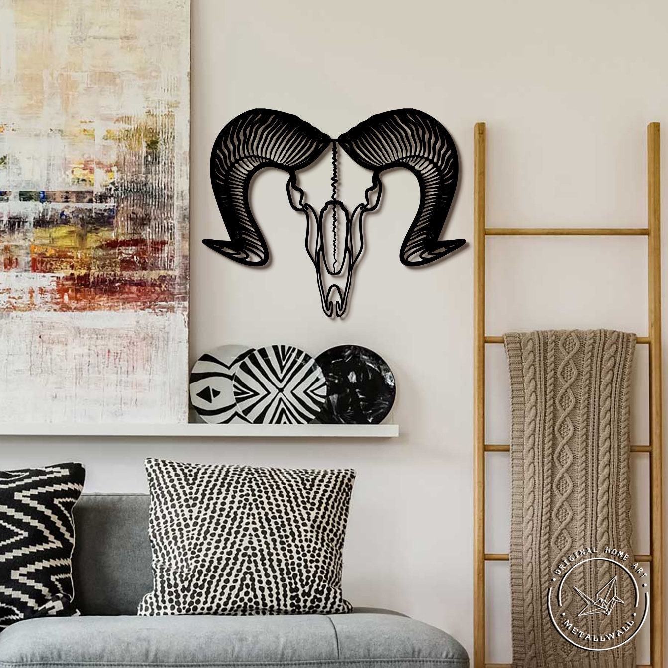 Ram Skull Metal Wall Art Sheep Decor Home Wall Hanging Metal Sign Outdoor Housewarming Gift Gothic