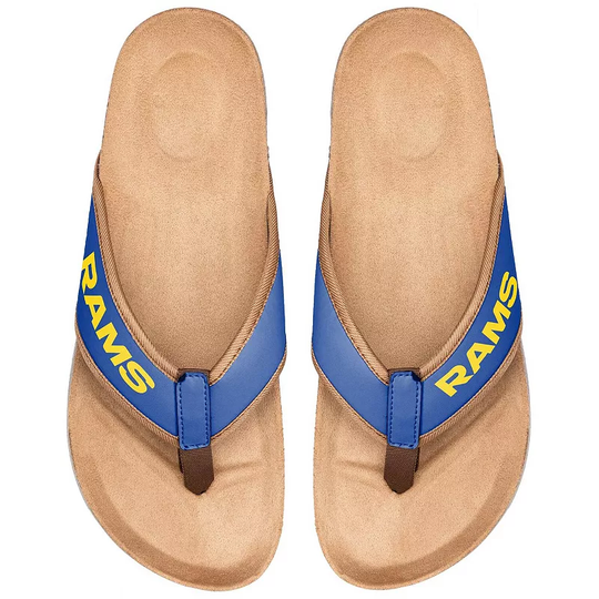 Men's FOCO Los Angeles Rams Cork Flip Flops, Size: Small, Blue