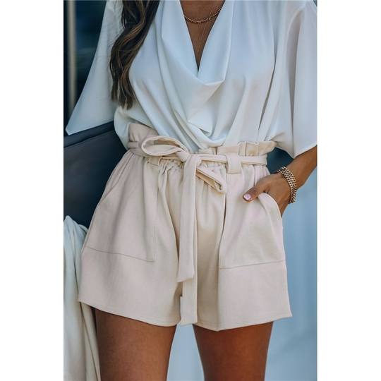 Apricot Cotton Blend Pocketed Knit Shorts - apricot, (us 8-10)m