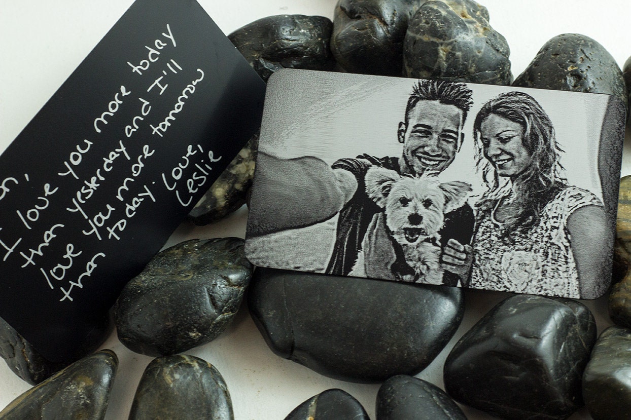 Personalized Wallet Card, Engraved Handwriting Picture Wallet Card, Gift For Husband, Boyfriend, Anniversary, Best Gifts