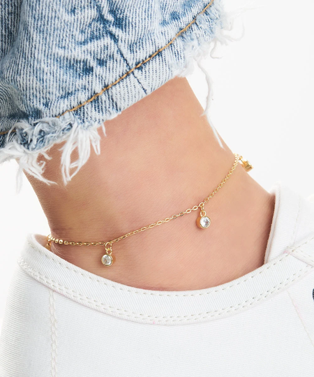 18K Gold Plated Crystal Charm Anklet