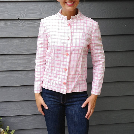 Pink Plaid Jacket 1960's 60's Xs S | A6