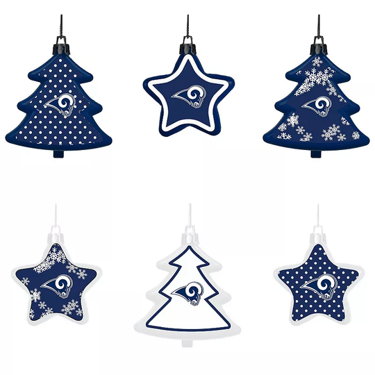 Los Angeles Rams Six-Pack Shatterproof Tree And Star Ornament Set, Multicolor