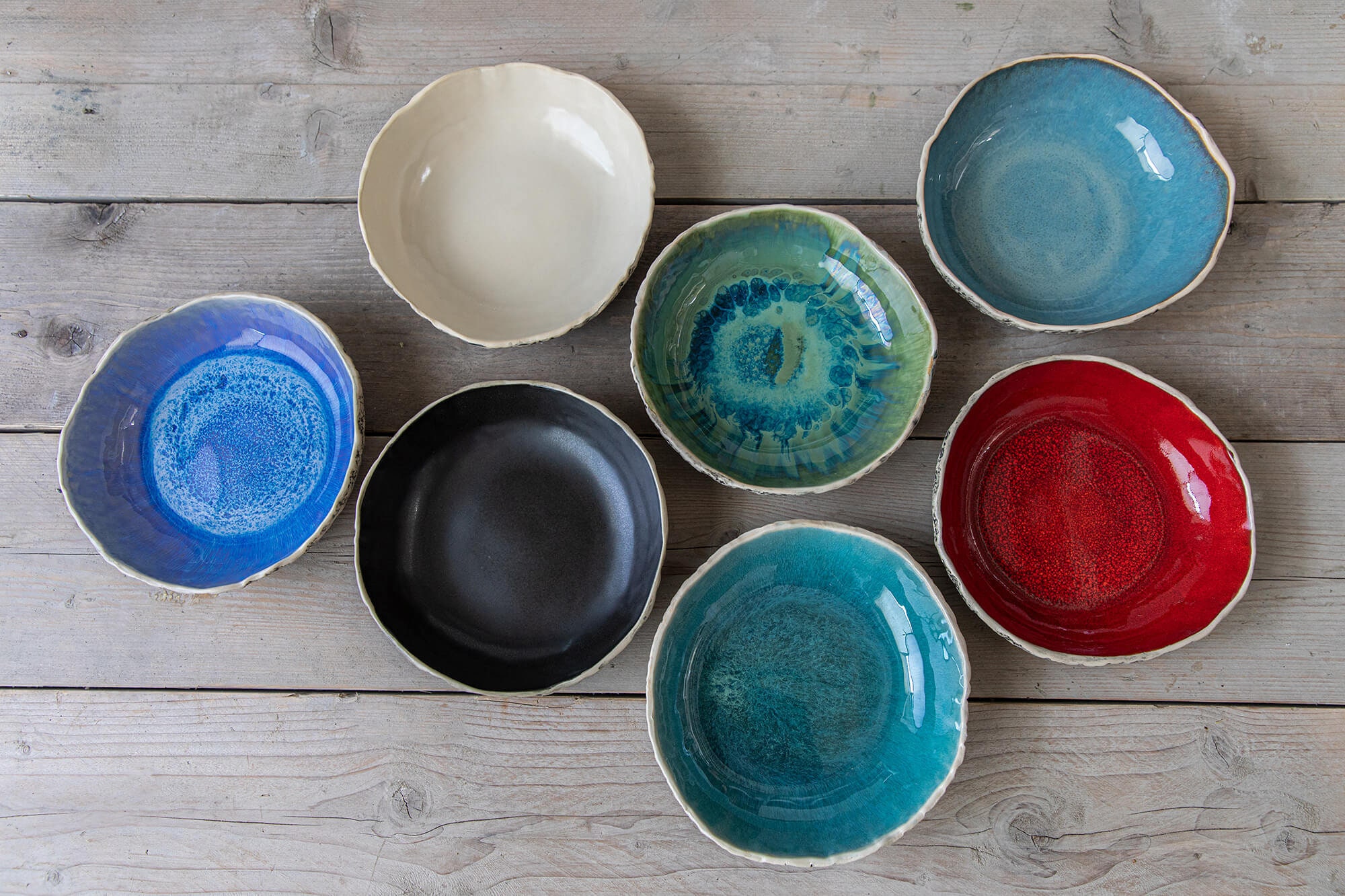 Set Of 6 Ceramic Pasta Bowls Handmade Tableware Ramen Hand Thrown Dinnerware