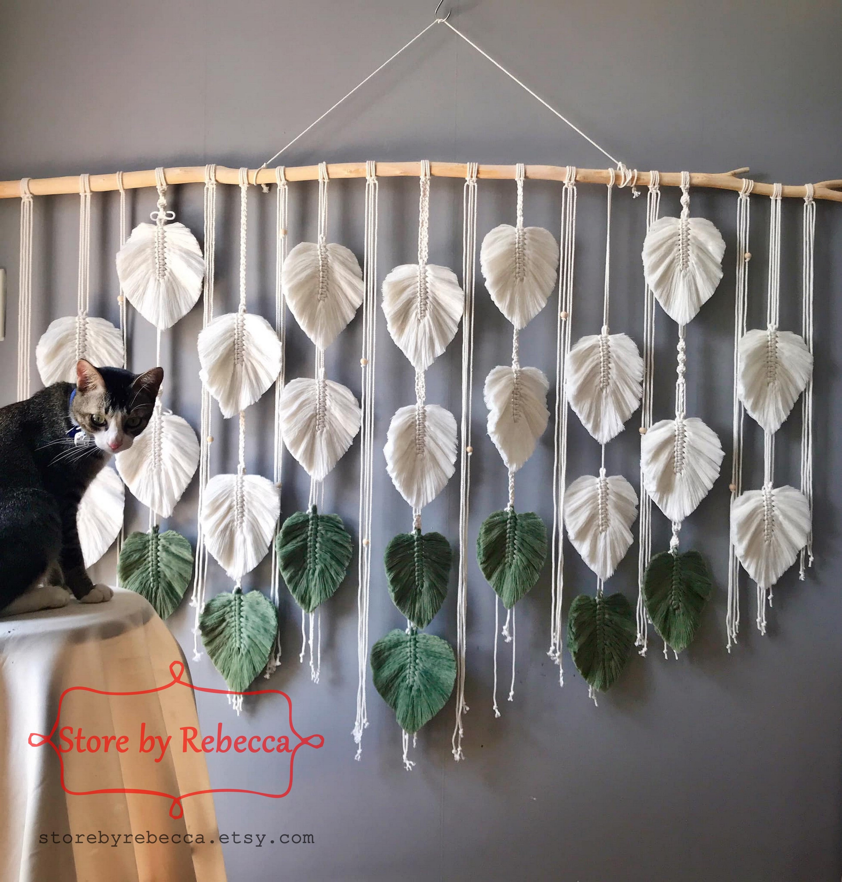 Large Leaf Window Curtain, | Wedding Backdrop Wall Hanging Tapestry White Macrame Curtain Outdoor Backyard Party Home Decor