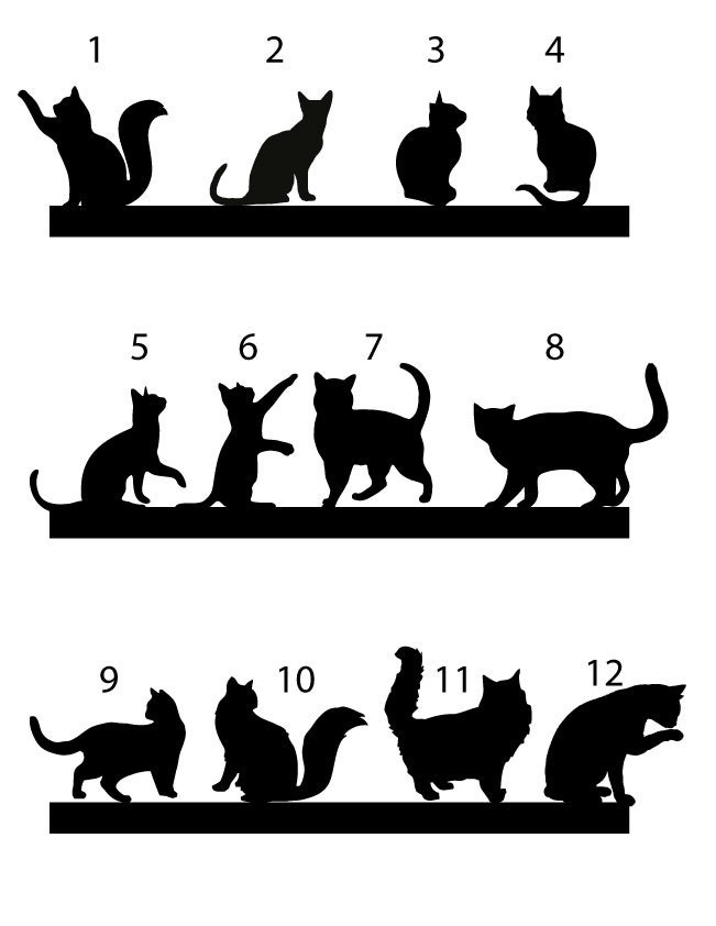 Cat Cake Topper, Wedding Cake Cats Silhouette Cupcake Toppers