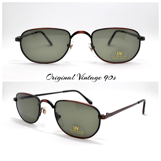 Occhiali Da Sole Uomo Donna Vintage Retrò Rettangolare Rame Rectangular Sunglasses Man Woman Metal Copper Hippie Hipster Italian Style