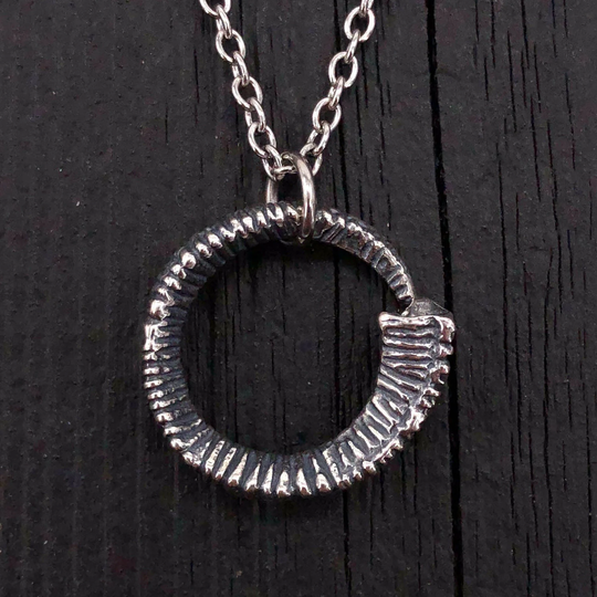 Sterling Silver Ram Horn Necklace Jewelry, For Hunters, Nature Statment Moon Raven Designs