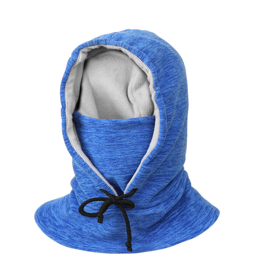 Winter Hat Adjustable Drawstring Wind Resistant Cotton Blend Face Cover Scraf Cycling Cap for Unisex - royal blue