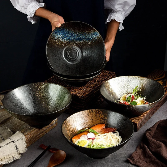 Ramen Bowl Stone Grain Ceramic| Handmade | Gift 7x7x2.75
