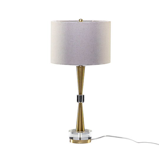 Topcraft 27 Inch Modern LED Table Lamp with Linen Blend Shade and Crystal Decorations | TOPC113746322