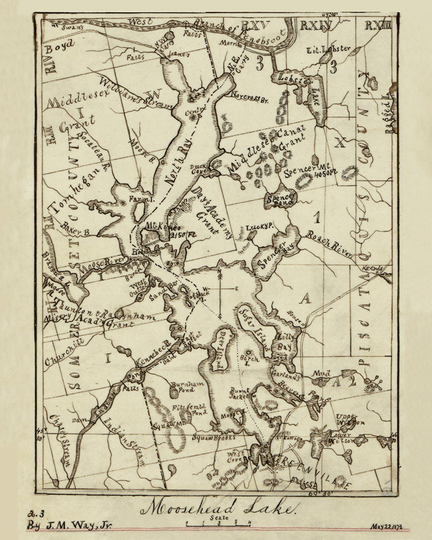1873 Map Of Moosehead Lake Maine