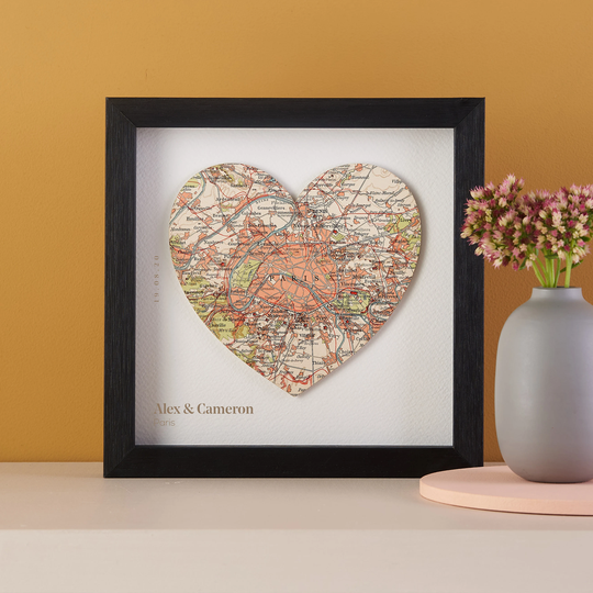 Custom Map Heart Print Engagement Gift, Personalized Wall Art, Valentines Day Romantic Gift For A Couple