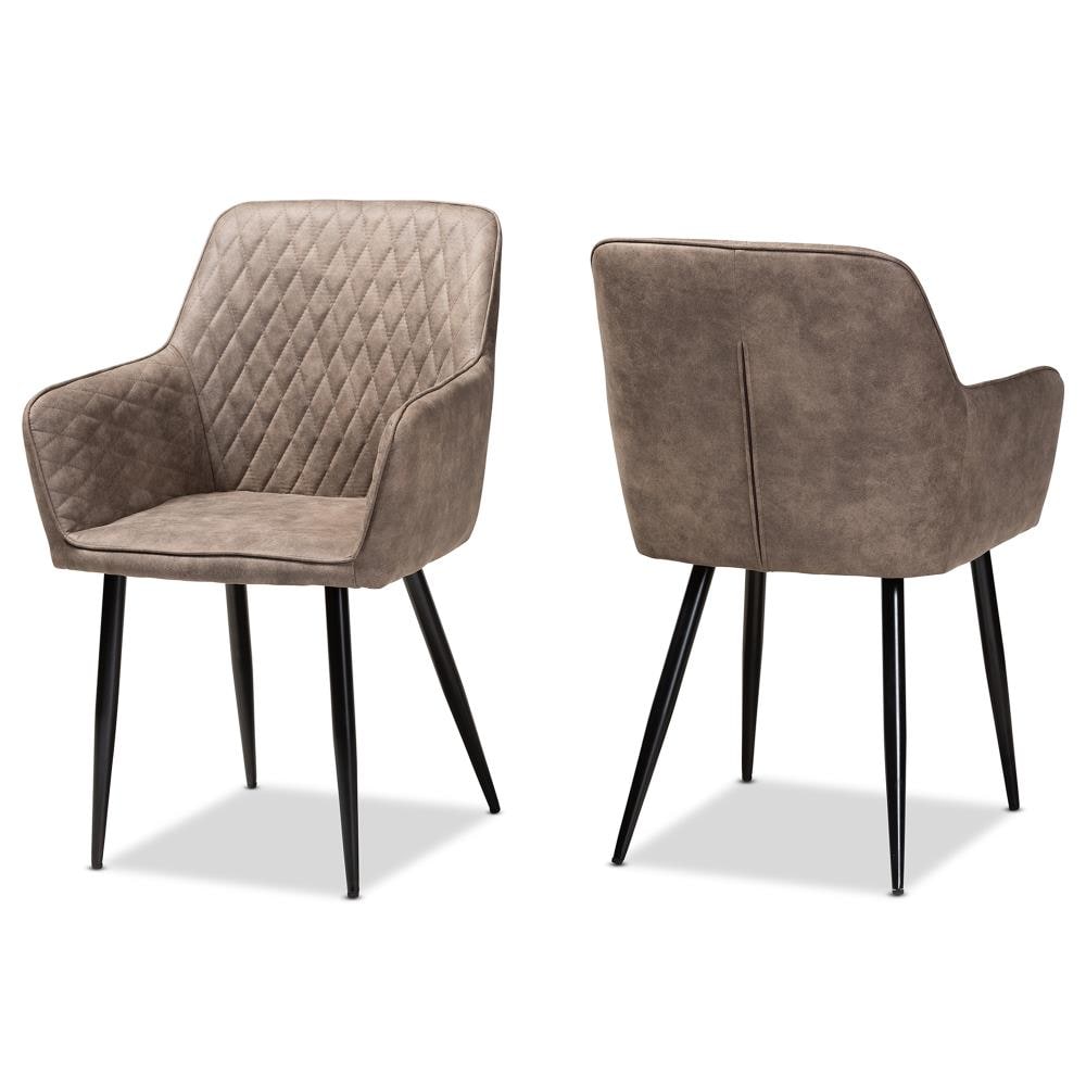 Baxton Studio Set of 2 Belen Contemporary/Modern Polyester/Polyester Blend Upholstered Dining Arm Chair (Metal Frame) in Gray | 160-2PC-9913-LW