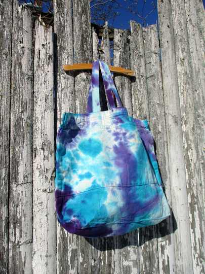 Hand Dyed Canvas Tote With Pockets