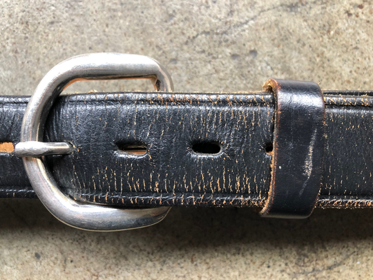 90S Rustic Heavy Black Leather Distressed Belt Steel Silver Buckle Unisex Mens Womens 1990S Vintage Grunge Sz L Xl 36 38 40 Industrial