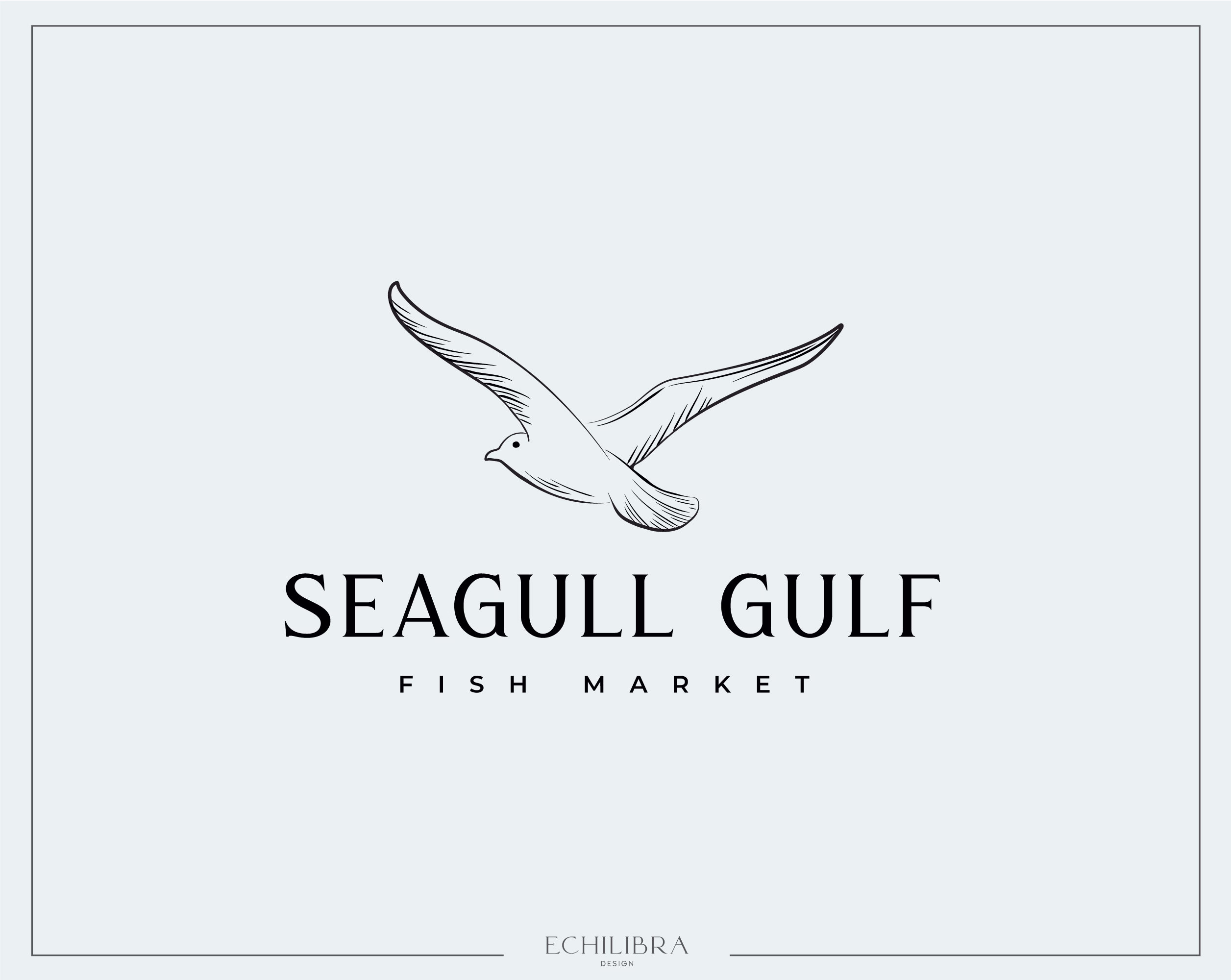 Pre-Made Seagull Logo | Bird Nautical Bay Sea Fish Farm