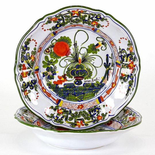 Faenza-Carnation Rim Pasta Soup Scalloped Plate