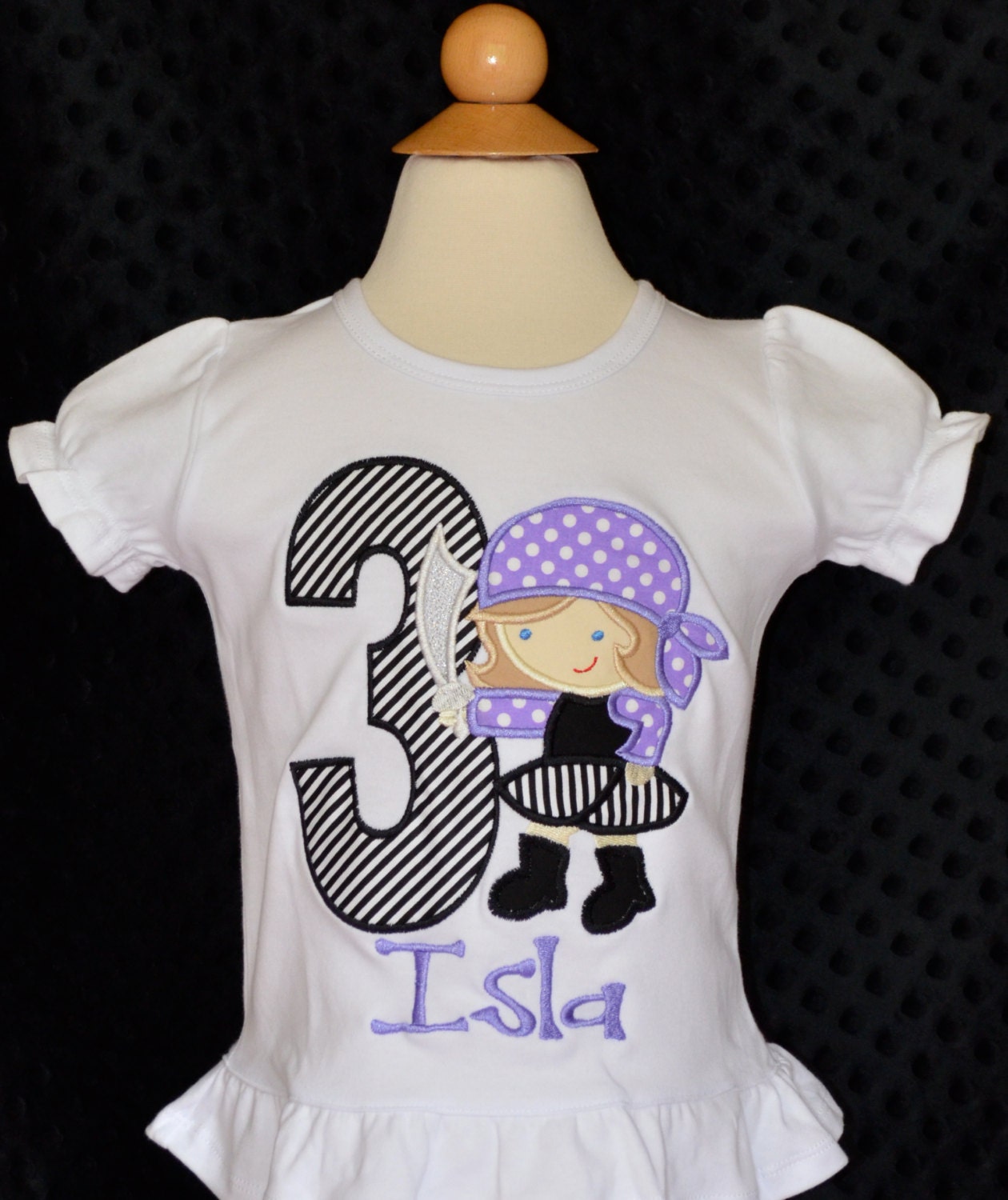 Personalized Birthday Girly Pirate Applique Shirt Or Bodysuit Girl Boy