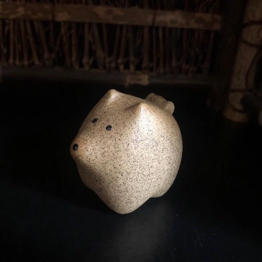 Handmade Rough Pottery Cute Corgi Tea Pet Sculpture/Ceramic Teapot Cover Table Decoration