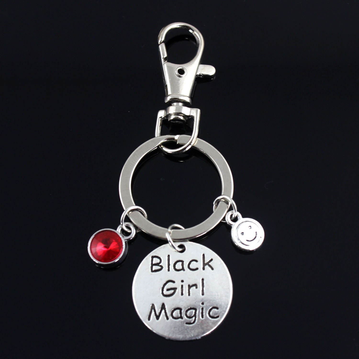 Black Girl Magic Keychain Charm Key Ring, Black Girl Magic Charms, Ring Chain, Smile
