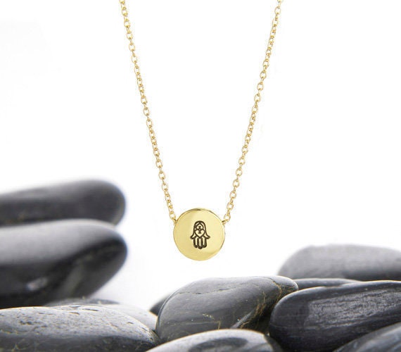 Hamsa Necklace, Protection Hand Gold Hamsa, Charm, Of Fatima, Jewelry