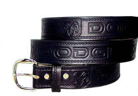 Dodge Truck Car Auto Trucker Biker Ram Genuine Full Grain Sturdy Work Wear Western U S A Leather Belt 1 1/2 Wide W Buckle