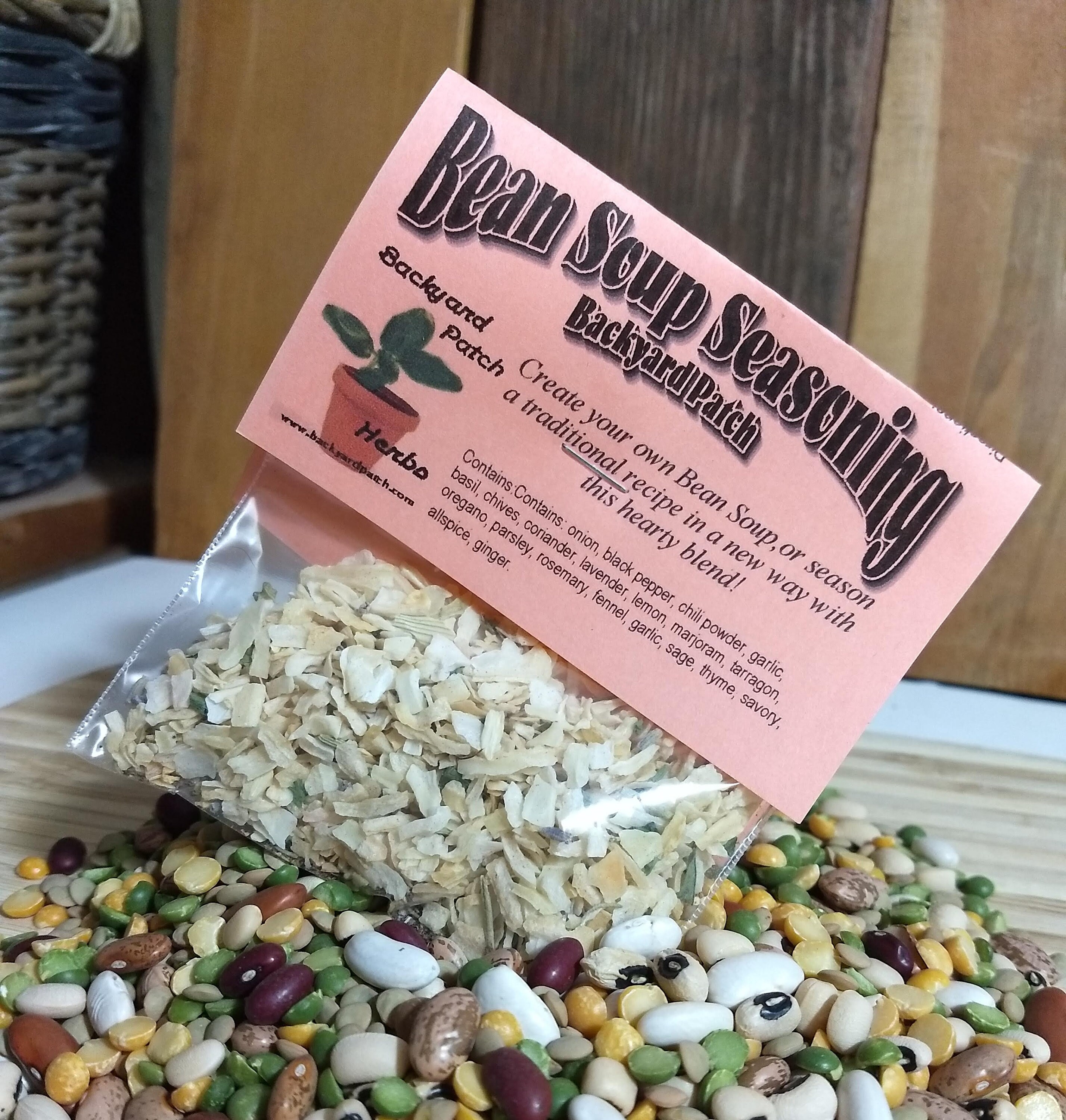Two Bean Soup Seasoning Herb Mix, Hand-Blended Salt-Free, Dry Cooking Mix