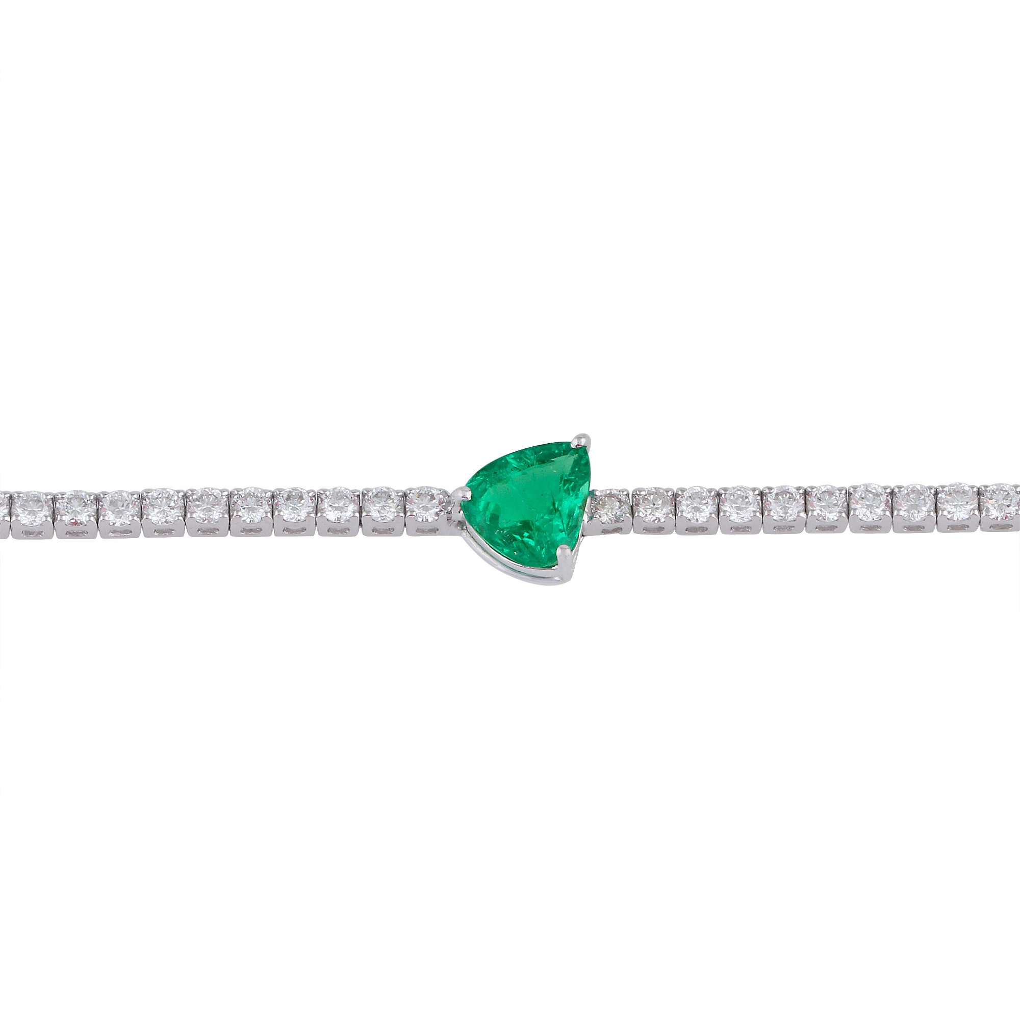 On Sale Triangle Emerald Diamond Bracelet Tennis 14K White Gold Anniversary Or Birthday Jewelry Christmas Gifts For Women