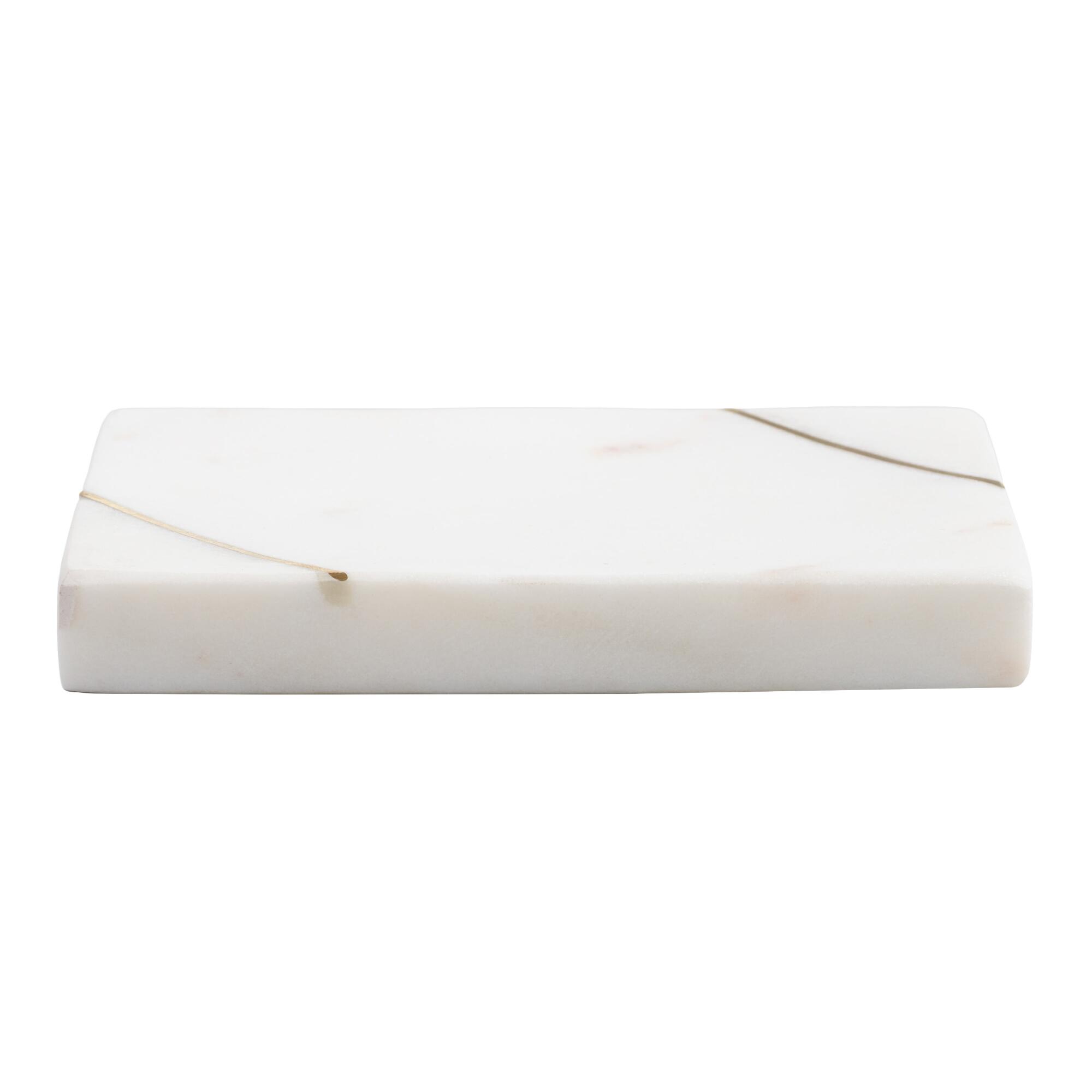 White Marble and Gold Soap Dish by World Market