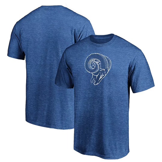 Men's Fanatics Branded Heathered Royal Los Angeles Rams Throwback Logo Tri-Blend T-Shirt, Size: Medium, LAR Blue