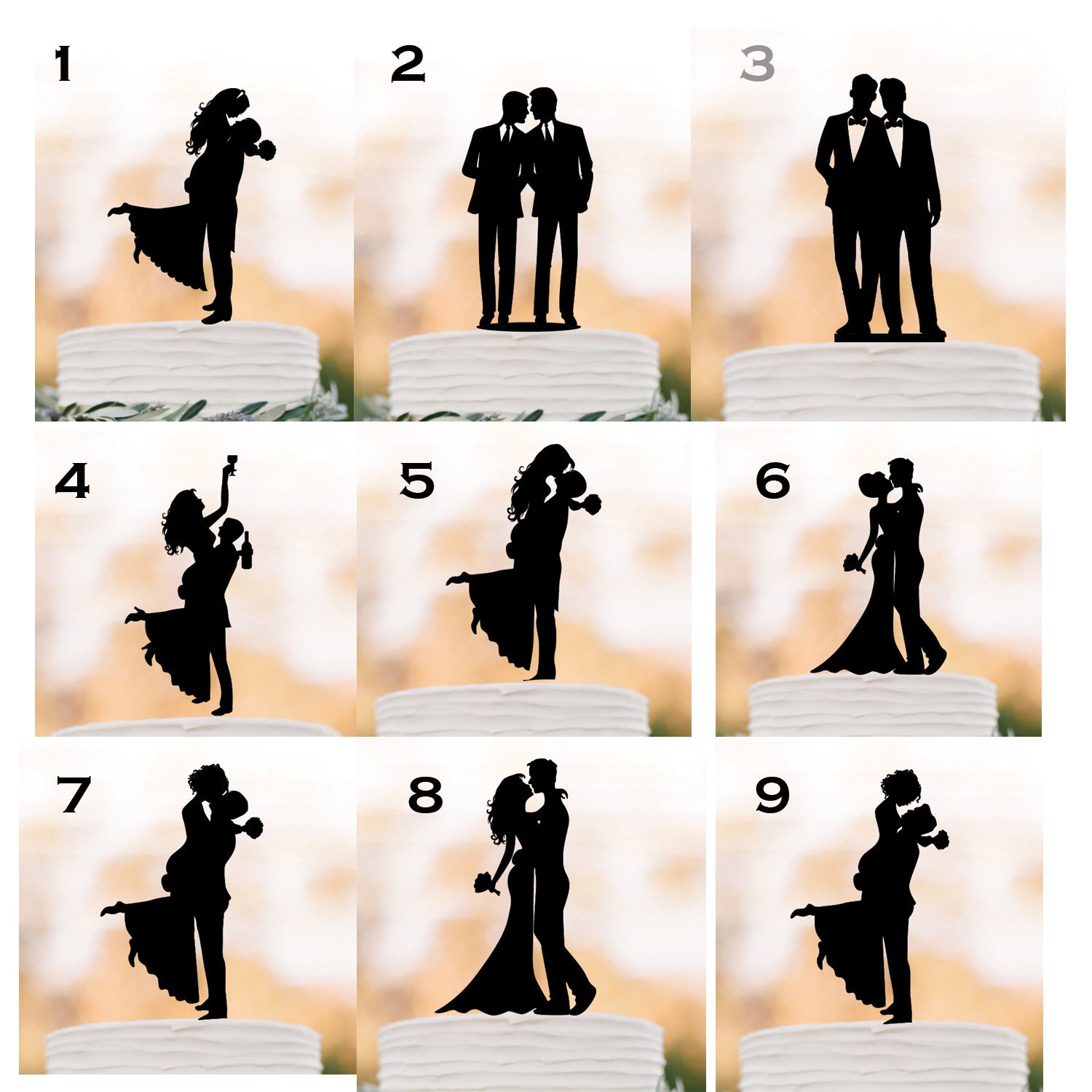 Bride & Groom Wedding Cake Topper Silhouette, Drunk Bride, Gay Wedding Lesbian Couple Cake Topper, Acrylic Funny