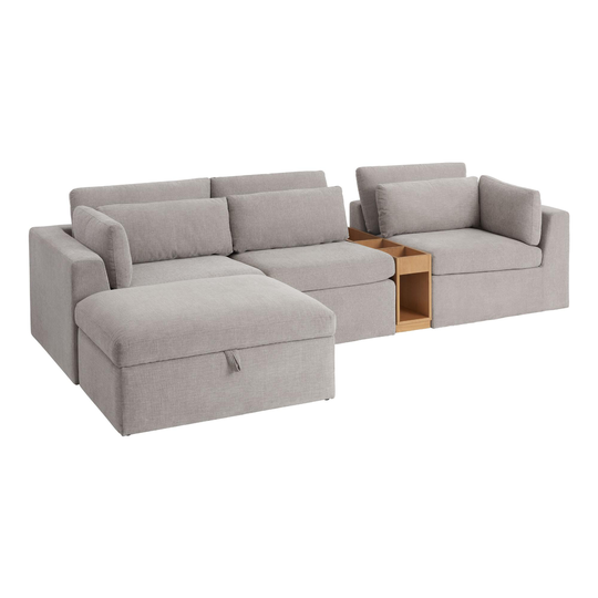 Gray Emmett 4 Piece Modular Sofa With Storage Table by World Market