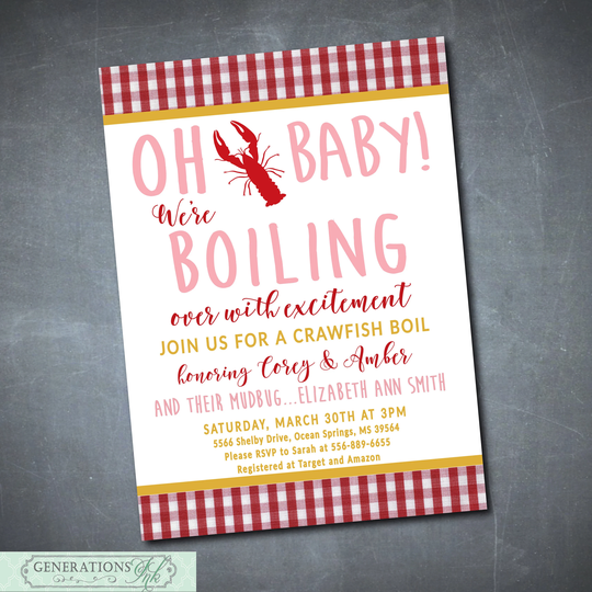 Crawfish Boil Baby Shower Invitation Printable/Digital File/Couples Shower, Crawfish Baby Couples Crawfish/Wording Can Be Changed