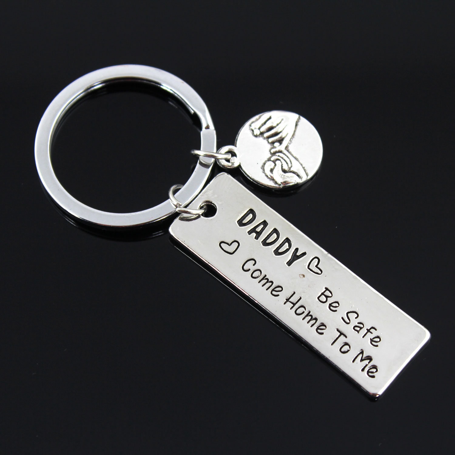 Daddy Be Safe Come Home To Me Keychain hand Stamped Key Chain, Gift Keychain.father's Day Gift, Gift For Dad