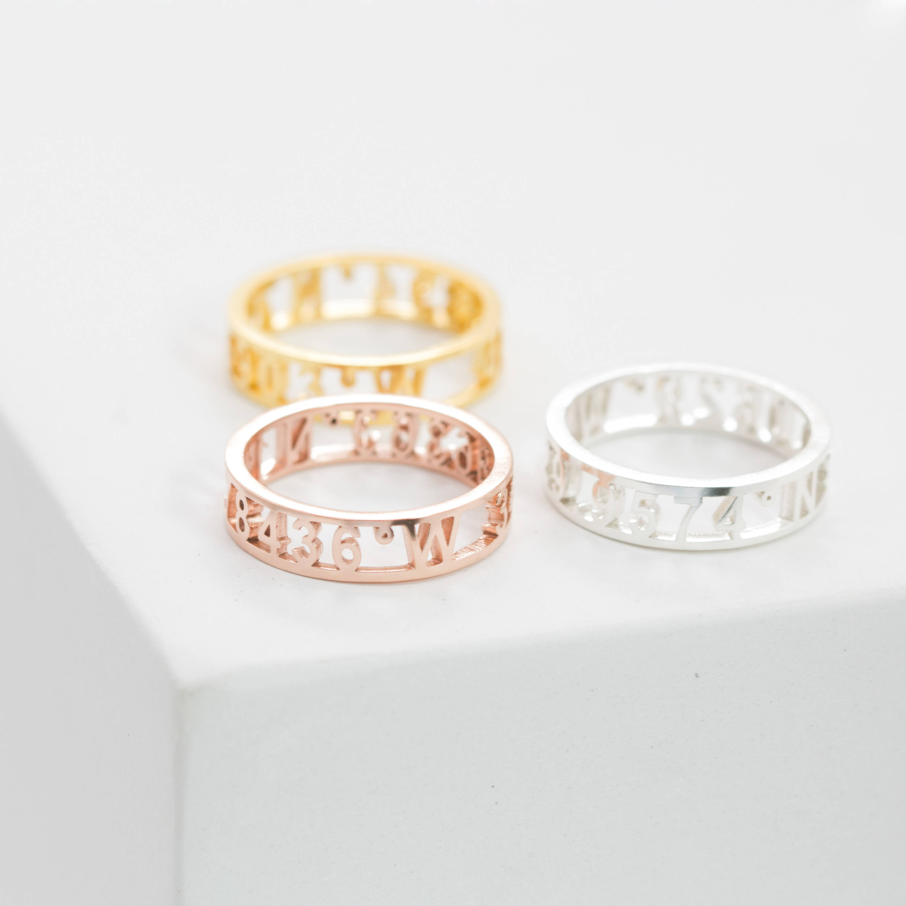 Coordinates Ring Stacking Personalized Gps Latitude Longitude Custom Location Jewelry Gift For Her Rm03F30