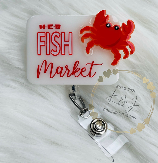 H-E-B Fish Market Themed Badge Reel/Grocery Seafood
