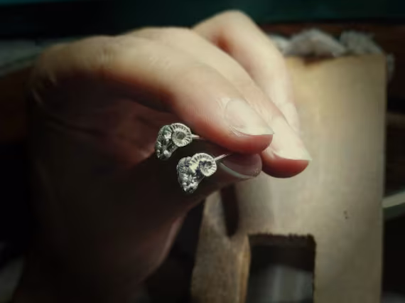 Goat Studs - Ram Head Silver Earring Jewelry Unisex