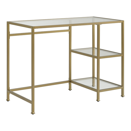 Metal and Glass Milayan Desk with Shelves: Gold by World Market