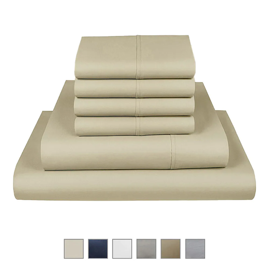 Fisher West New York King 750-Thread Count Cotton Polyester Blend Taupe 4-Piece Bed Sheet in Brown | 810018901370