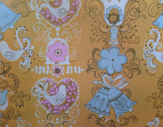 Vintage Blue Bells & Pink Hearts Wedding Bridal Shower Anniversary Gift Wrap Wrapping Paper