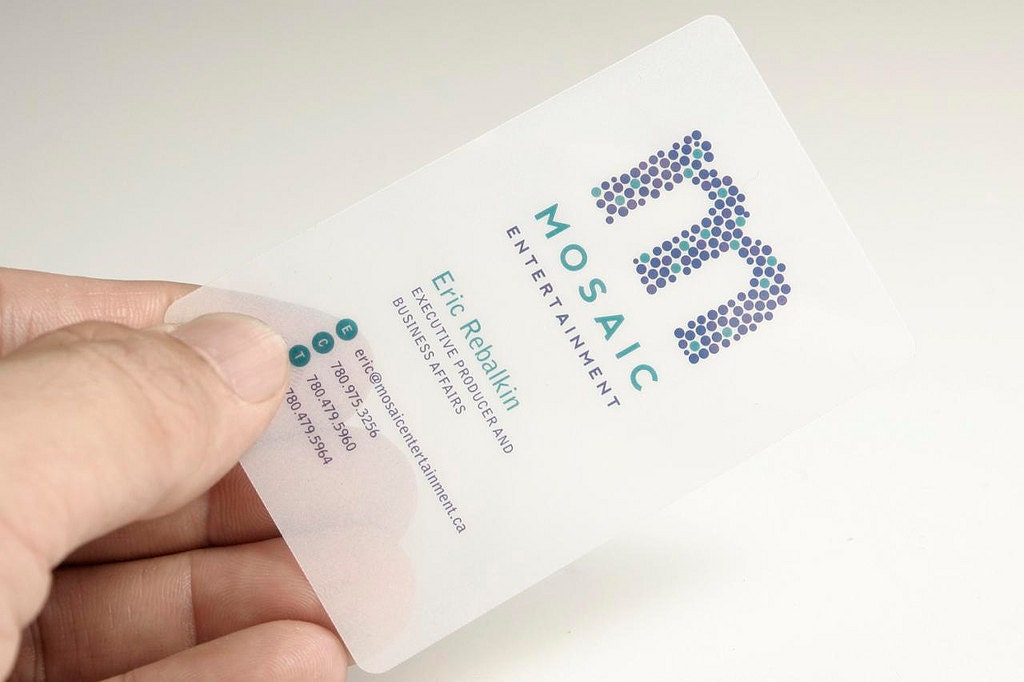 250 Business Cards - Opaque Frosted Plastic Stock 20 Pt Thick W Rounded Corners Color Custom Printed See Through Calling Personalized