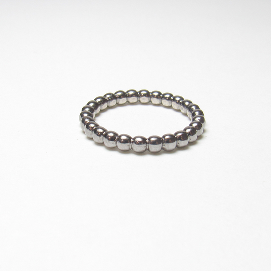 Black Sterling Silver Beaded Design Band Style Ring Vintage