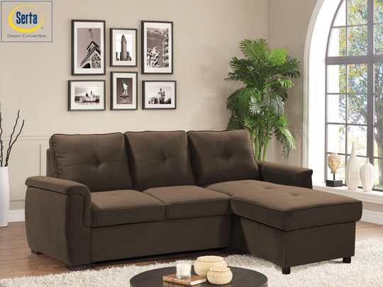 Serta Casual Antler Polyester/Blend Sectional in Brown | LSLA488ANT